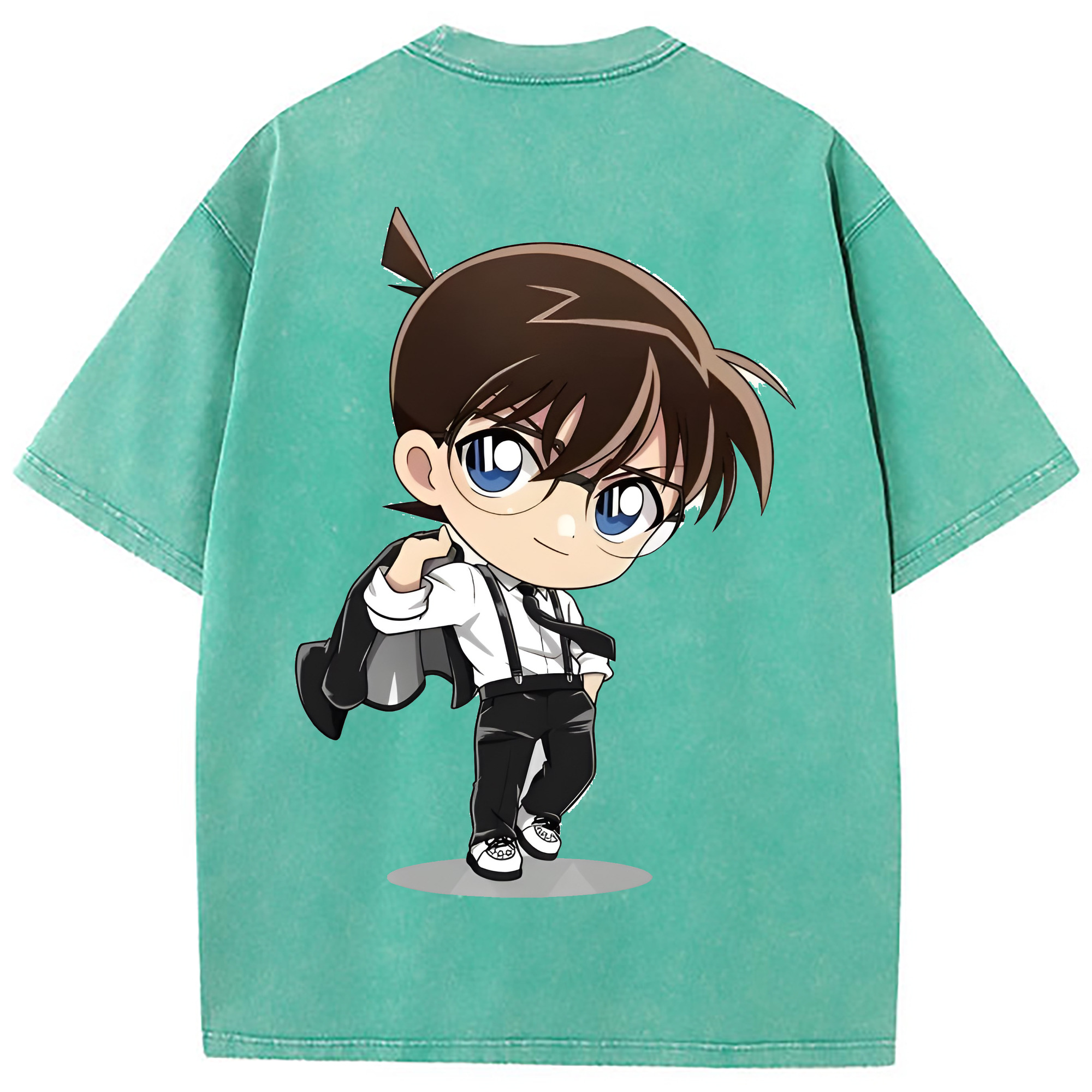 （画像用） 名探偵コナン 江戸川 コナン Detective Conan Conan Edogawa 綿100% ヴィンテージ風 半袖Tシャツ（背面プリント）